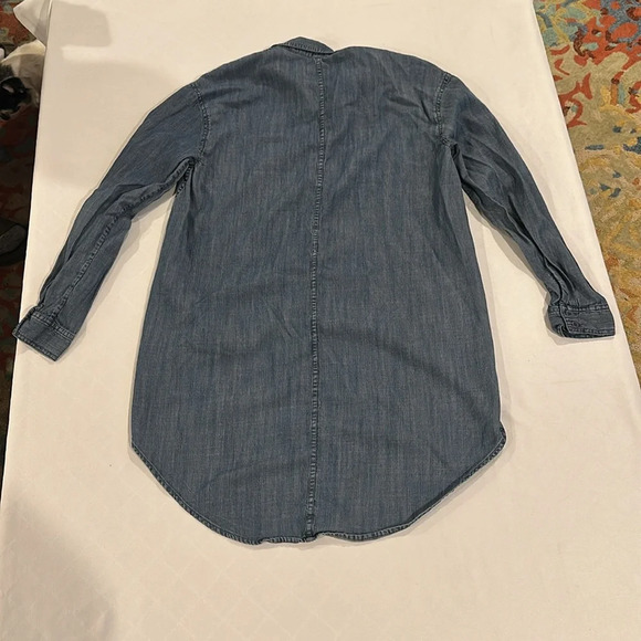 Eileen Fisher The Fisher Project Hi Lo chambray denim blue button down shirt XS - Picture 5 of 6